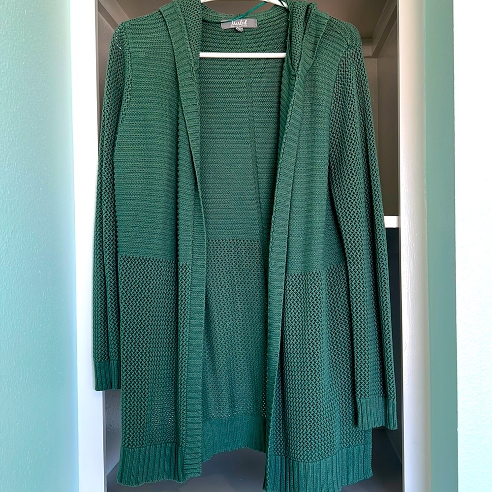 Sage green hooded cardigan